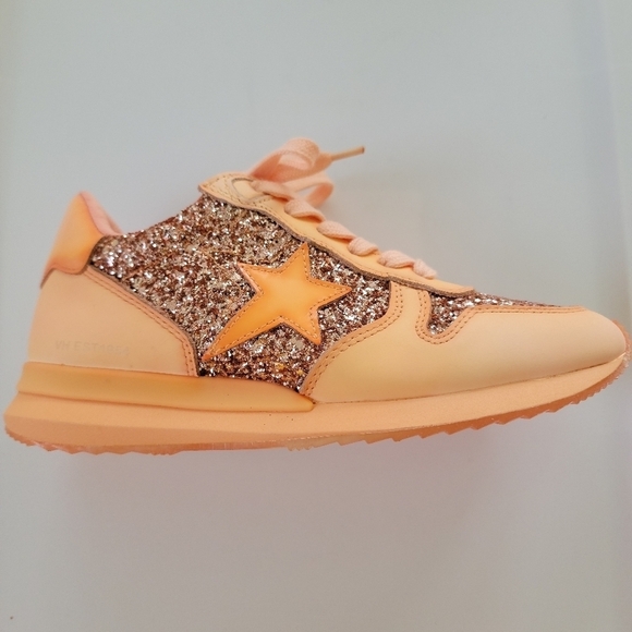 NWOT Vintage Havana Ladies Splendid Glitter Lace Up Leather Sneakers - Picture 9 of 11